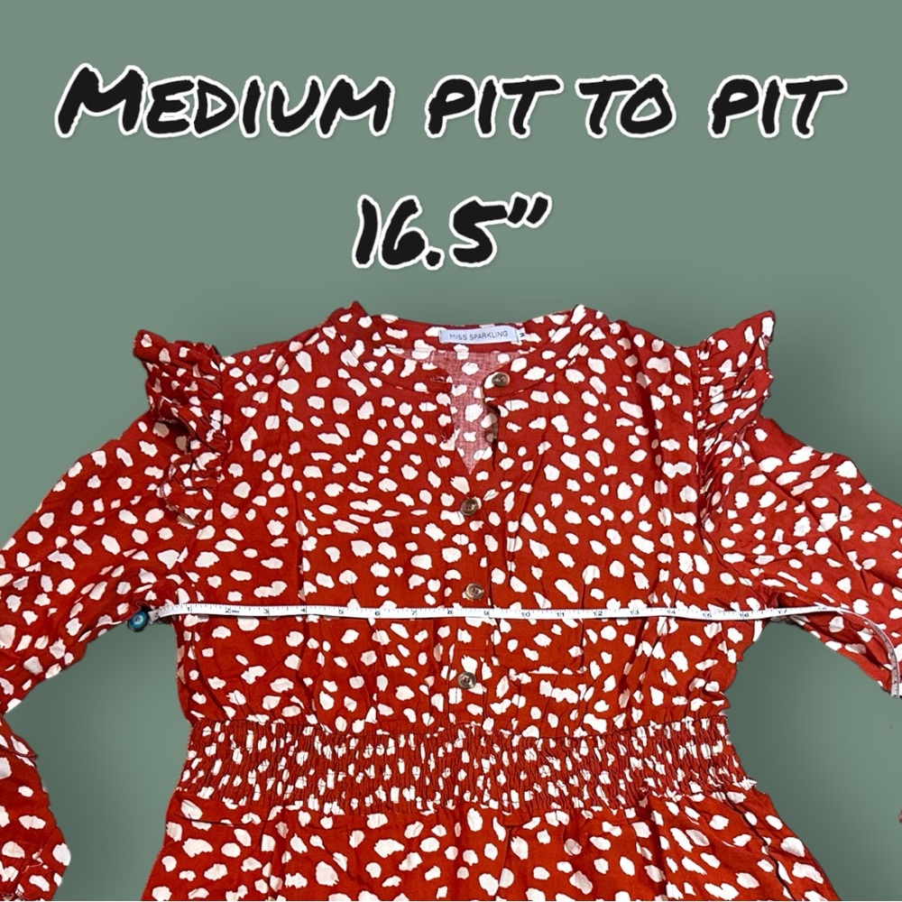 🎉HP🎉 NWT MS. SPARKLiNG Red and White Polka Dot Mini Ruffle Dress. Various Sizes - Picture 10 of 14